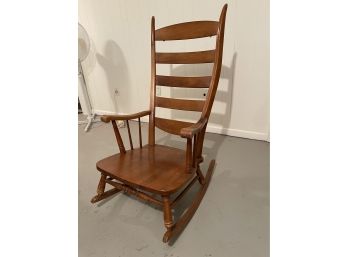 Mid Century Maple Sculptural High Back Rocking Chair