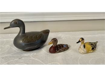 Lot Of 3 Mixed Material Ducks