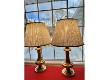 Pair Of Large Brass Table Lamps