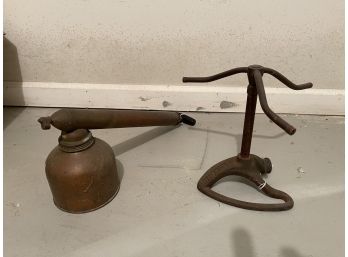 Old Copper Air Pump And Water Sprinkler