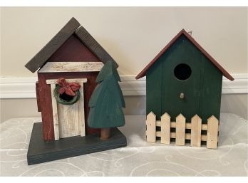 Pair Of Christmas Birdhouses