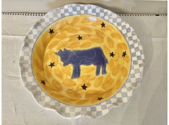 Blue Cow Pie Plate