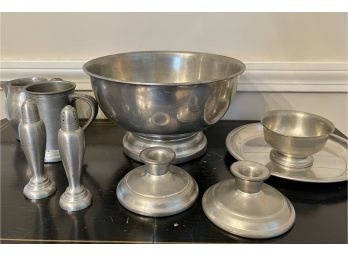 Lot Of Nine Pewter Pieces