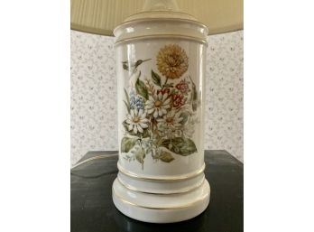 Pretty Vintage Porcelain Lamp With Flowers