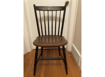 Kitchen Chair With Wood Color Seat Black On Legs And Back With Good Stenciling. Hitchcock(?)