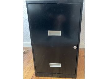 1 Of 2 - 2 Drawer Black Metal File Cabinet