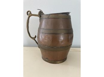 Cheers To You Copper With Brass Ribs And Handle Barrel (ice Bucket?) Cool Piece