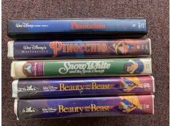 VHS 2 Pinochio's, 2 Beauty The Beast, And Snow White With The 7 Dwarfs