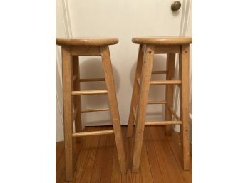 2 Kitchen High Stools All Wood