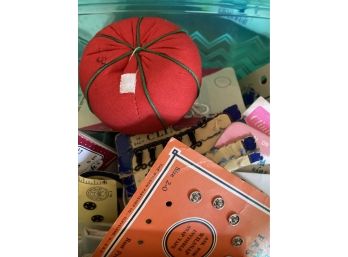 Lot Of Sewing Needs With A Red Pin Cushion