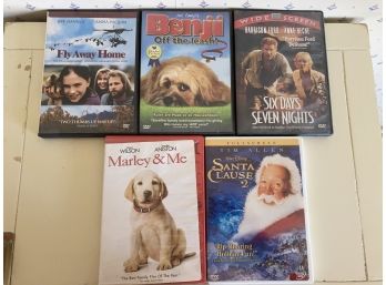 5 DVD's Fly Away, Marley And Me, Benji, Santa Clause2, Six Days Seven Nights