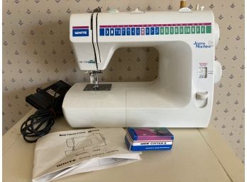 White Sewing Machine 1999 With Many Stitch Styles, All Parts And Books Here Good Machine In Box