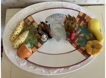 Thanksgiving 2 Very Nice Serving Platters With Decor