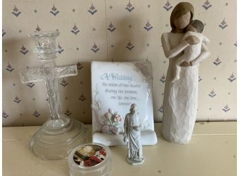 Collectables, Glass Cross Candle Stick, A Wedding Saying, Willow Tree Collectable, Gradution Cake Topers And M