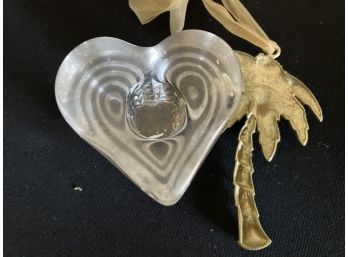 Glass Heart Candle Holder And A Palm Tree Ornament