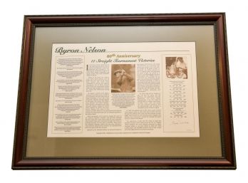 Byron Nelson Signed Limited Edition 60th Anniversary 11 Straight Tournament Victories