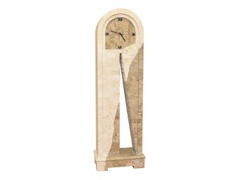 Modern Travertine Veneer Grandfather Clock