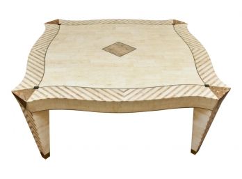 Marble Herringbone Design And Brass Inlay Coffee Table By Gil Designs