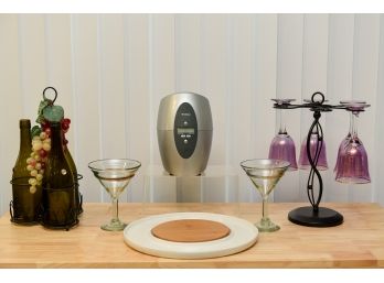 Bistro Blanc Serving Platter, Brookstone Chill Smart Wine Cooler,  Wine Bottle Candle Holders And More