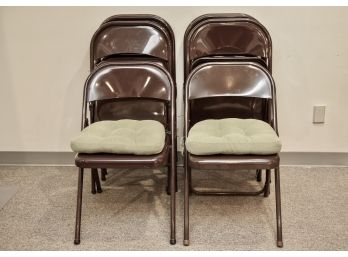 Set Of Eight Folding Chairs And Four Seat Cushions