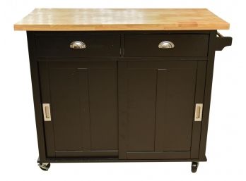 Bar Cart/Kitchen Island On Casters With Wood Top