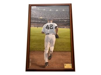 Hand Signed Framed Mariano Rivera Autographed Photograph With Steiner COA