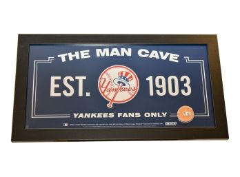 New York Yankees Man Cave Sign With Authentic Game-Used Dirt And Steiner COA