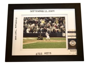 Derek Jeter September 11, 2009 '2722 Hits' Framed Photograph And Game Ticket