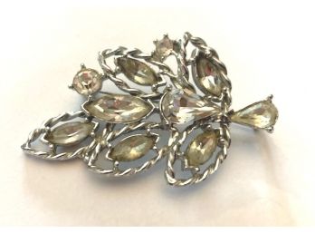 Very Stylish Rhinestone Pin In The Shape Of A Leaf