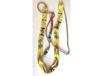 Southwest Beaded Neckwear, Yellow Dominates, Leather Ties