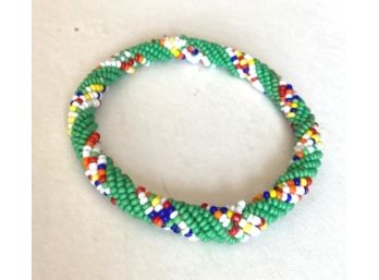 Southwest Beaded Cuff In Various Ccolor , Predominately Green