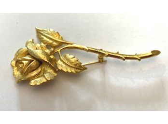 Seriously Heavy Gold Tone ROSE PIN, 3 3/4' ACROSS