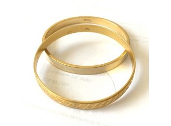 TWO Gold Tone Cuffs Signed TRIFARI