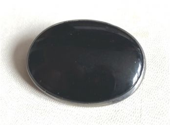 Simple But Elegant Victorian Black Onyx Pin Set In Sterling