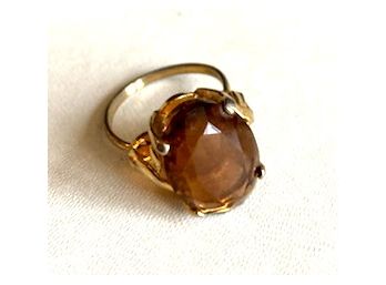 Fashion Ring With BIG AMBER COLOR STONE