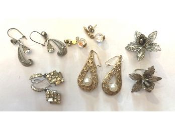 SIX PAIRS Of Earrings, 5 Loops & 1 Pierced