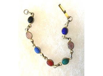 Vintage SCAREB BRACELET, Multi-Color Stones