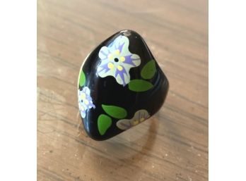 Hand Painted Plastic Ring, GREAT LOOK!