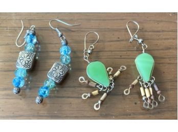 TWO PAIRS OF COLORFUL LOOP EARRINGS