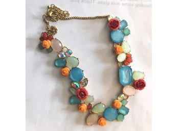 Outstanding  Colorful Necklace, Glass-Plastic & Metal