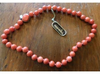 Coral Colored Beads Necklace With Original 'marvella' Tag