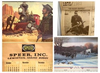 Set Of 10 Vintage Sporting Ammunition Wall Calendars, 1970s-1980s