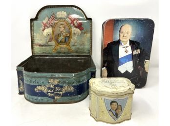 British Commemorative Tins: HRH Prince Of Wales (Edward VIII), Princess Diana And Charles, Winston Churchill