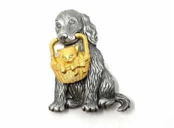 Very Large Jonette Jewelry Co Dog And Kitten Pin