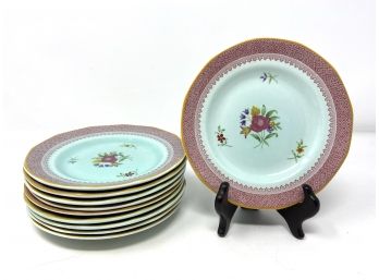 Pretty Set Of Ten 6.2' Plates - Adams - Calyx Ware Lowestoft