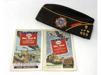 Esso World War 2 Maps With Illustrated Transportation Information Plus CT VFW Cap