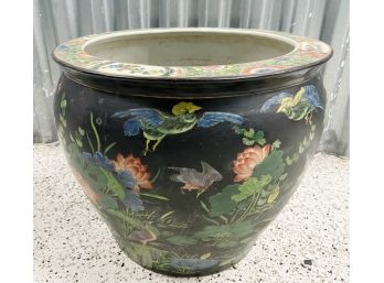 Large Heavy Porcelain Chinese Planter / Koi Fish Bowl