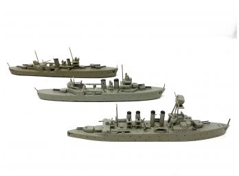 Three 1940s Handmade World War II Model Ships: USS Savannah, Astoria, Detroit