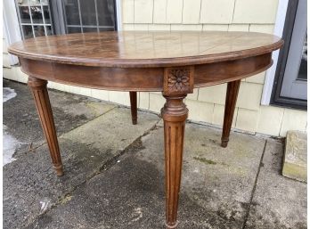 Round Vintage Wooden Dining Table With Carved Details