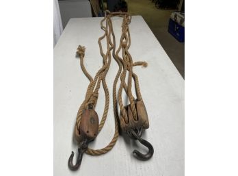 Vintage Wooden Block & Tackle